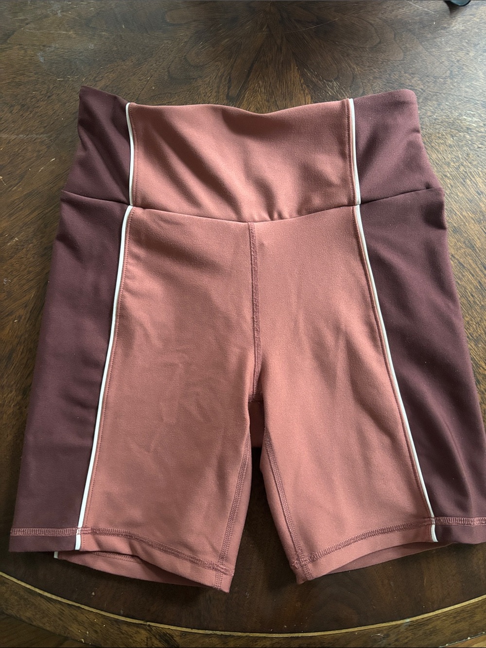 YPB by Abercrombie High-Waist Two-Tone Rose Brown Bike Shorts